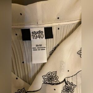 Studio 1940 Ivory and Black Patterned Top
